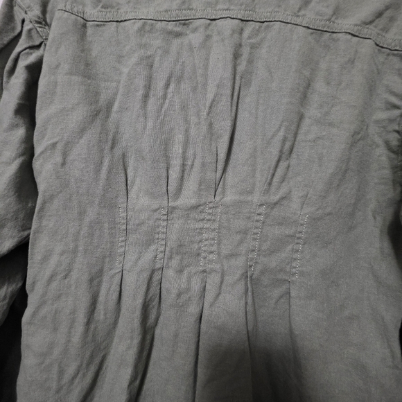 Risen Shirring Long Sleeve Raw Hem Dress With Tapered Waist And Pockets Size S. - Picture 7 of 12